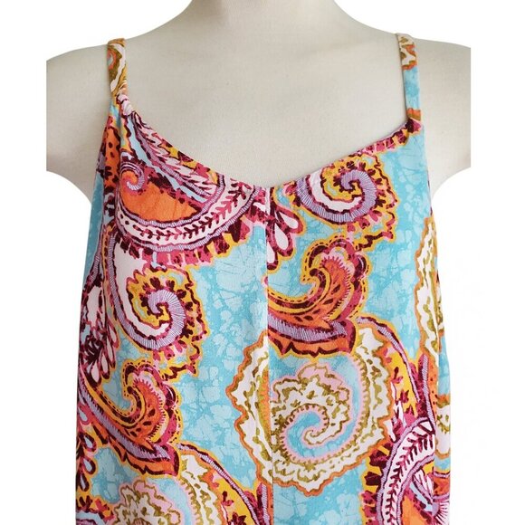Ivy Street Jumpsuit Colorful Paisley Hankerchief Style Loose Fit Size L - Picture 4 of 16
